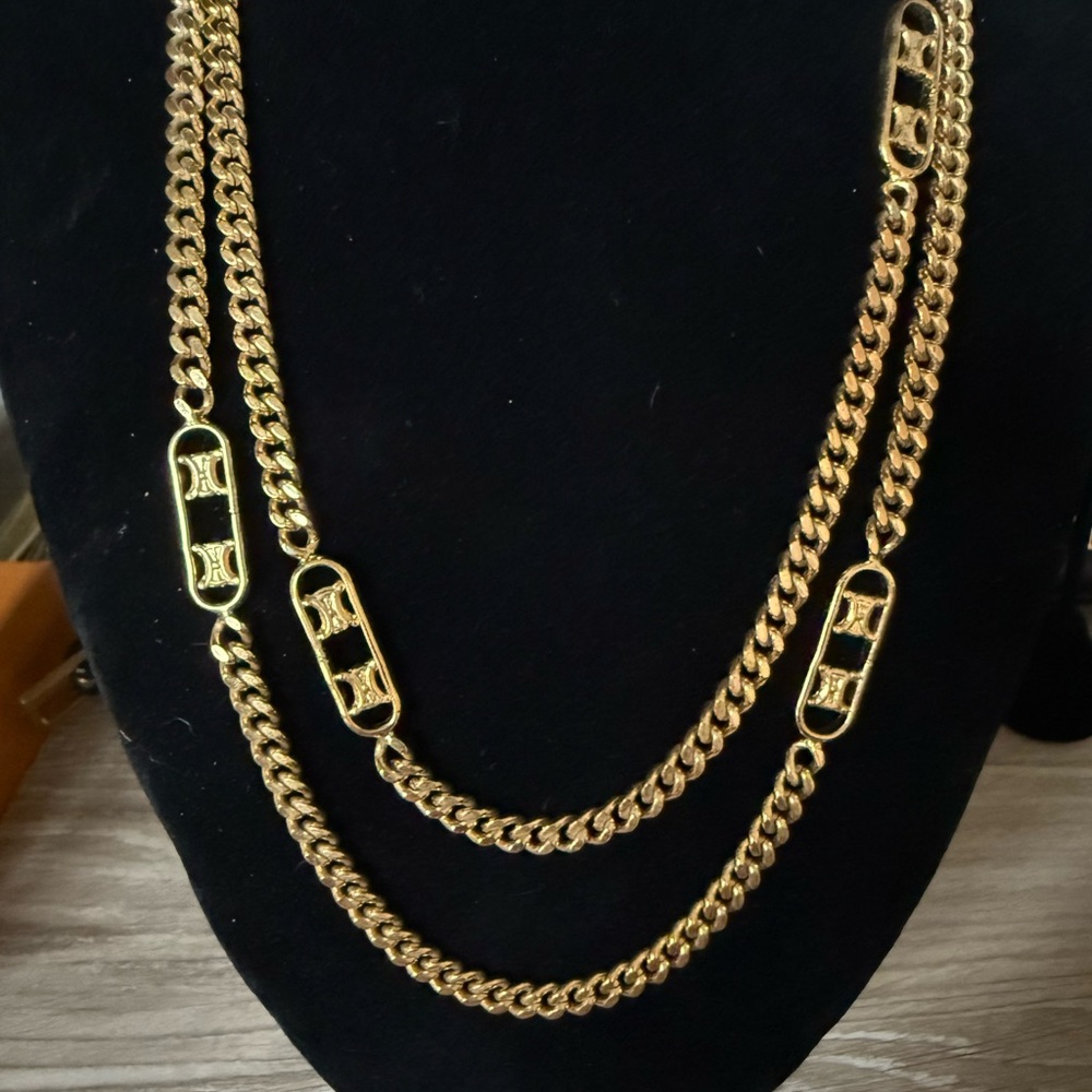 SOLD | Celine 38” Triomphe Gold Chain Necklace